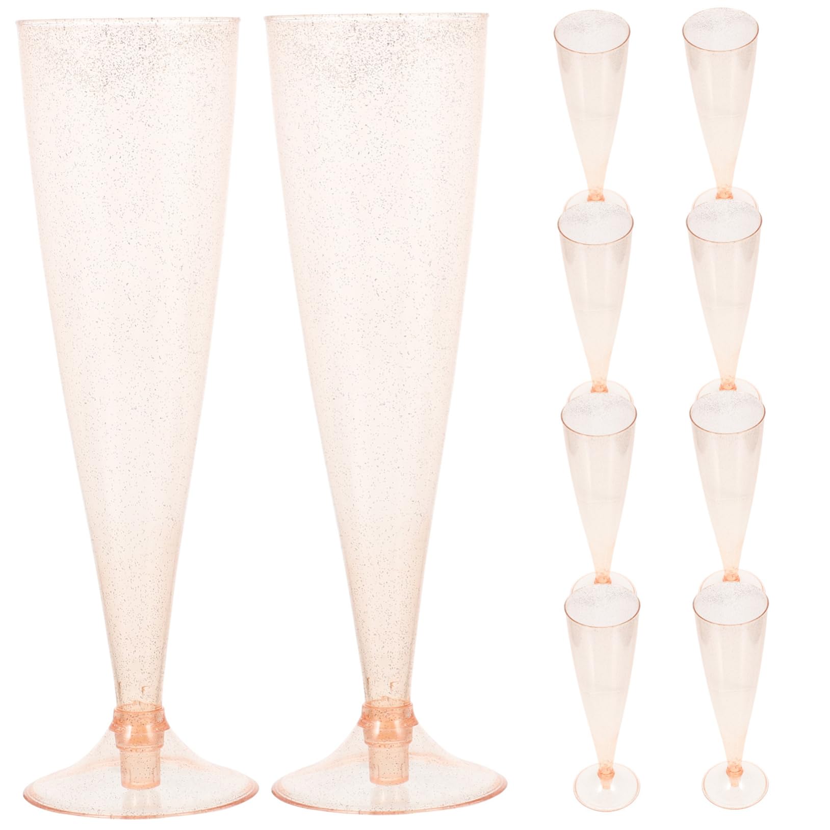 OFFSCH Bulk Flutes 10pcs 4.5oz Plastic Wine Cups Wedding Party Goblets Disposable Plastic Glasses Set for Events