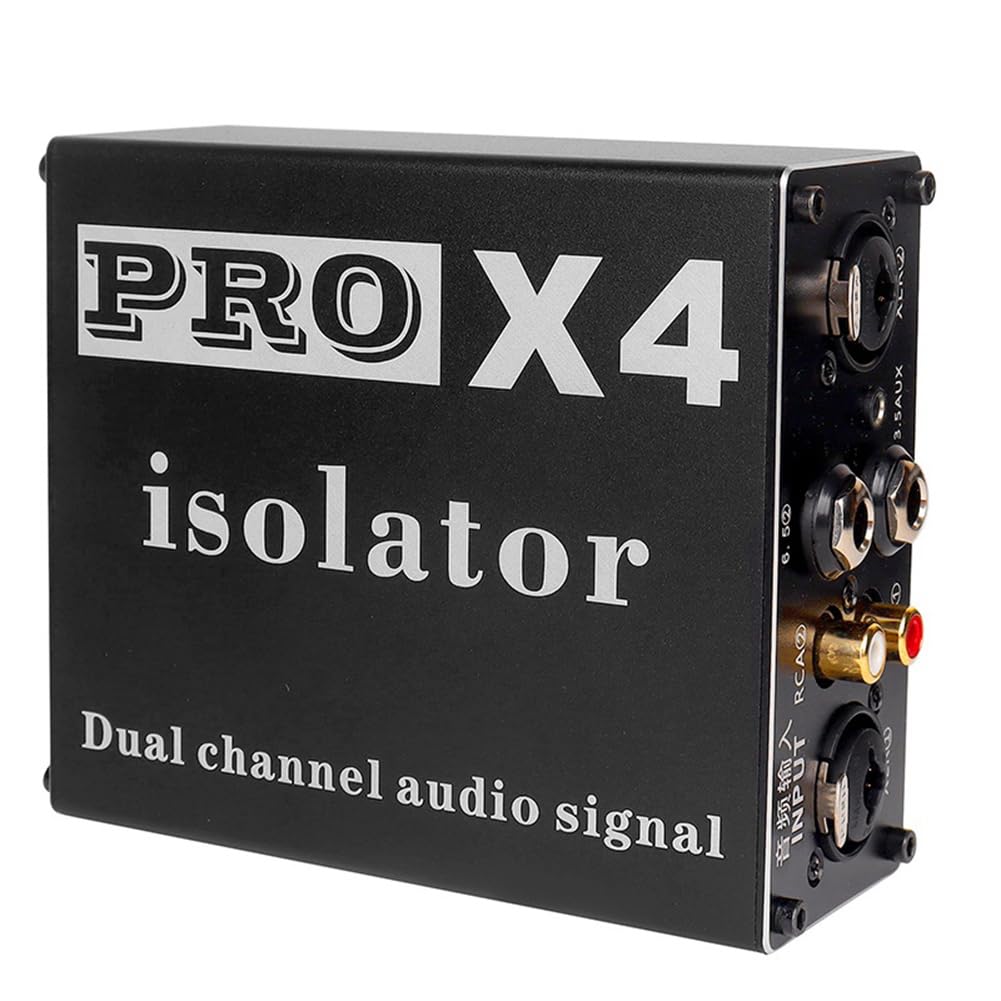 PRO X4 Isolatore Audio Multifunzionale 6,5 mm 3,5 mm XLR RCA Isolatore del Rumore Audio, Filtro Acustico per Corrente Filtro di Terra