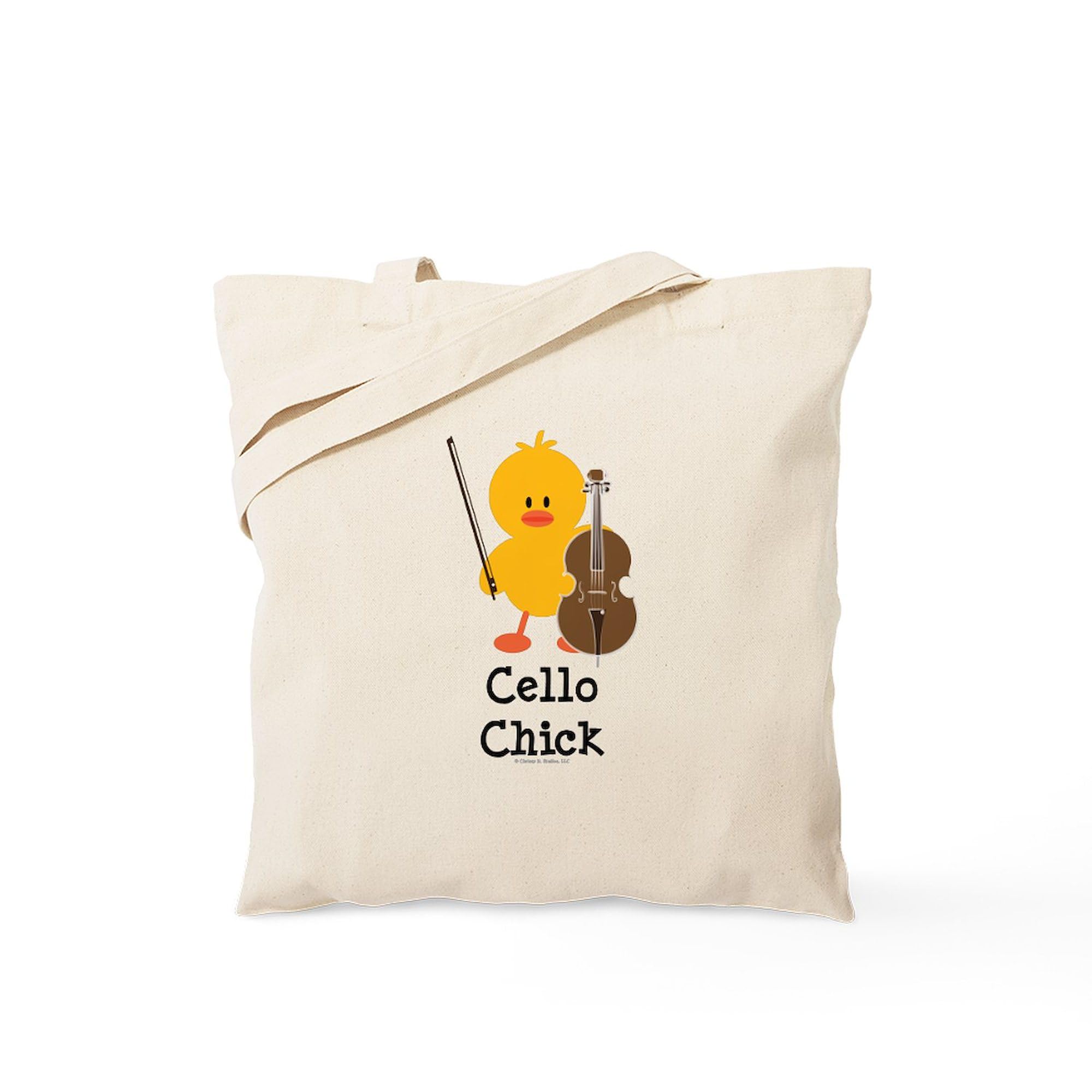 CafePress Cello Chick Tote Bag Natural Canvas Tote Bag, Reusable Shopping Bag