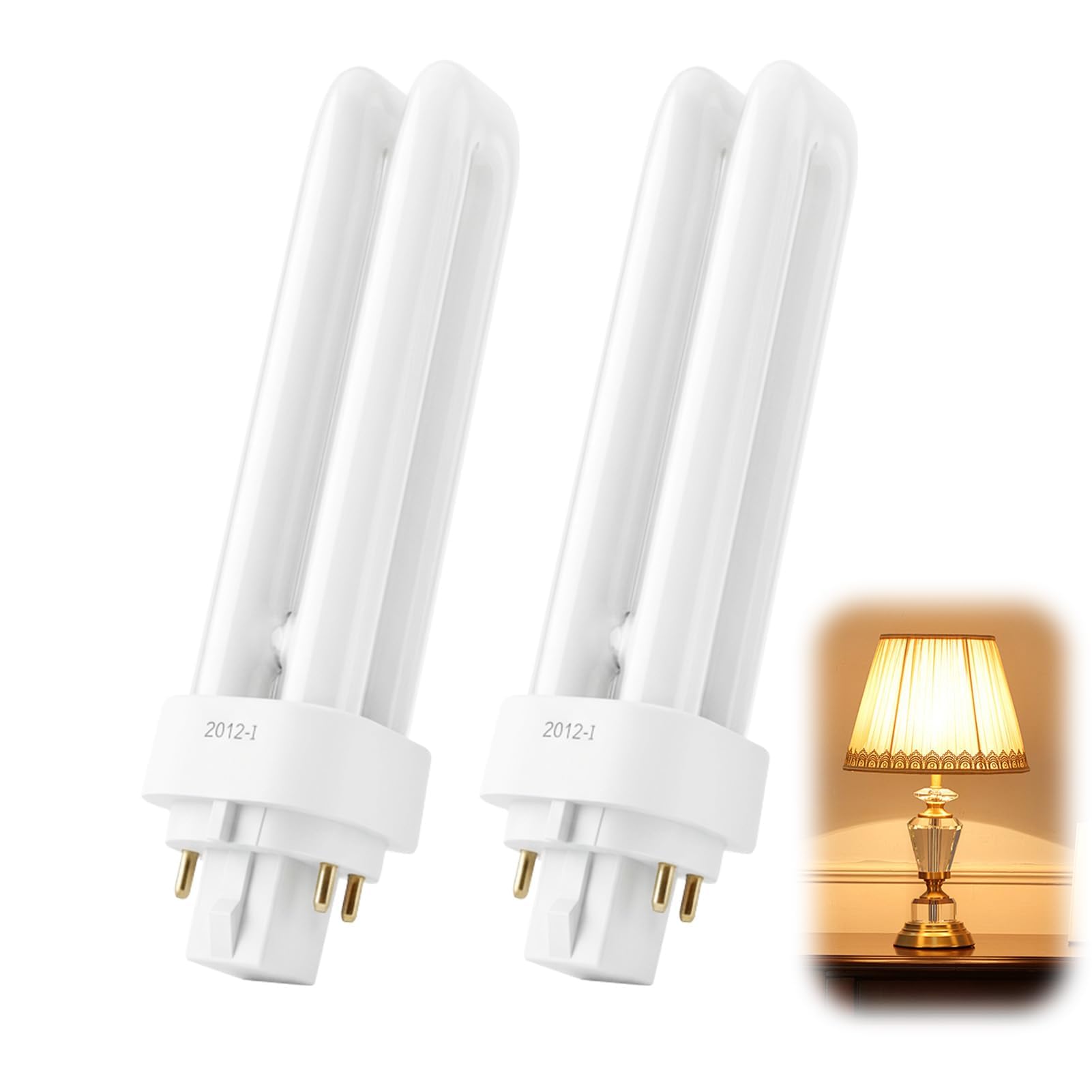 RTDHO 13W G24q-1 4 Pin Light Bulbs,Warm White 2700K Compact Fluorescent Lamp,850LM AC220V-240V CFL Light Bulb,Non-Dimmable 2U Double Tube Energy Saving Lamp, 4 Pin Bathroom Light Bulbs, 2 Pack