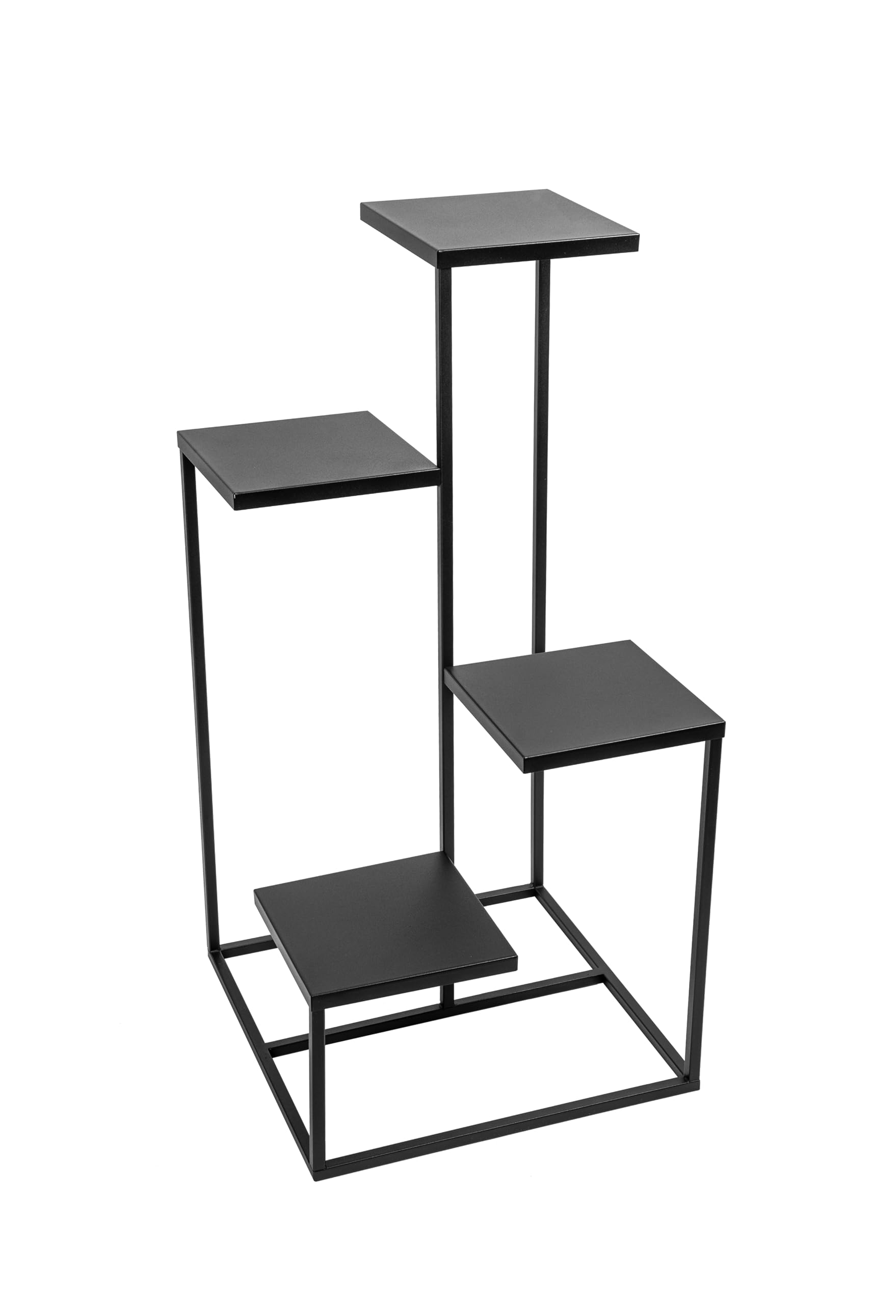 Stojak na rośliny Quattro piccolo - Kwietnik 4 poziomy - 40x40x80cm - kolor Czarny - do kwiatów w pomieszczeniach - metalowa półka - dekoracyjny stolik