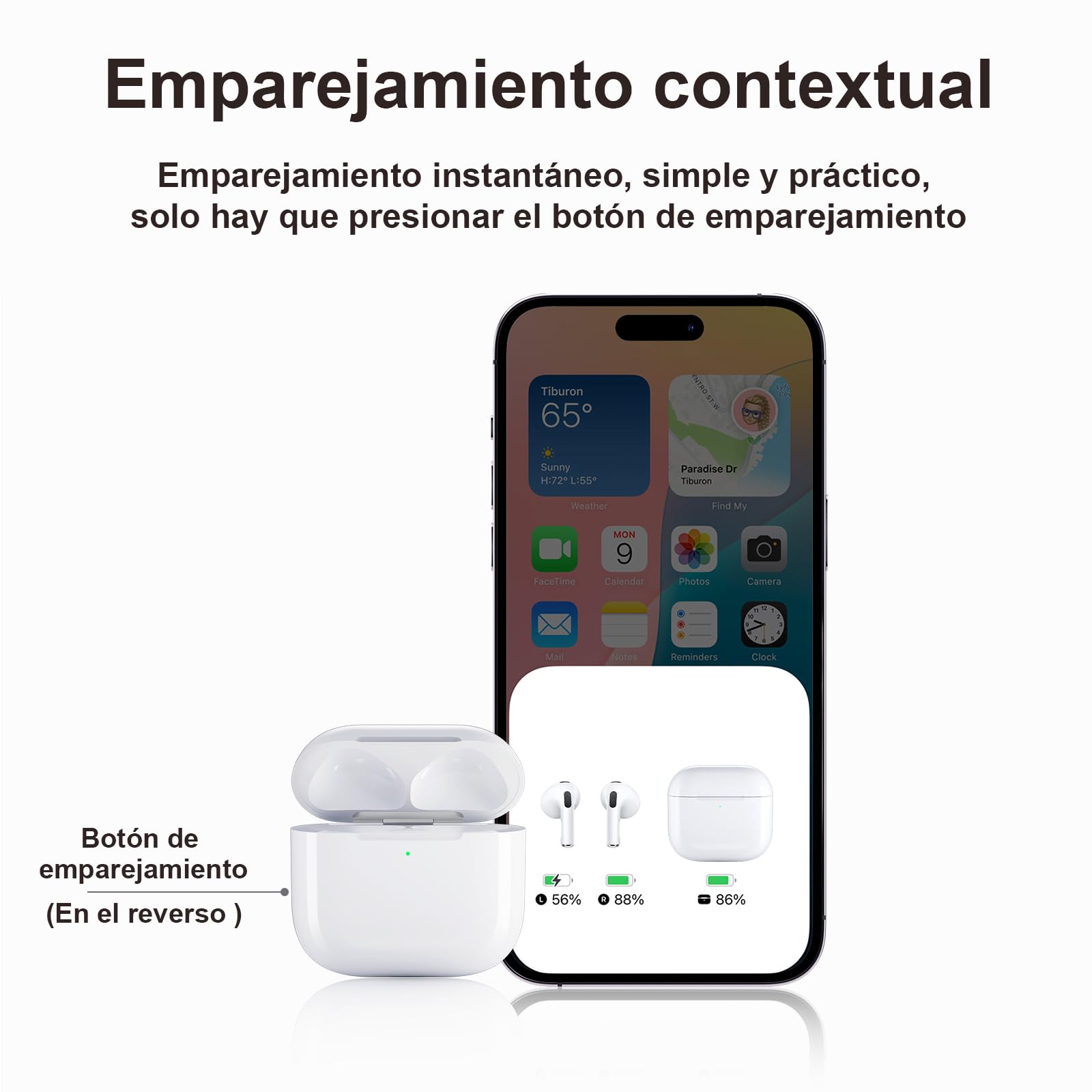Uluck Estuche de Carga inalámbrica de Repuesto Compatible con Airpods 4, Estuche de Carga de 450 mAh con botón Bluetooth para emparejamiento