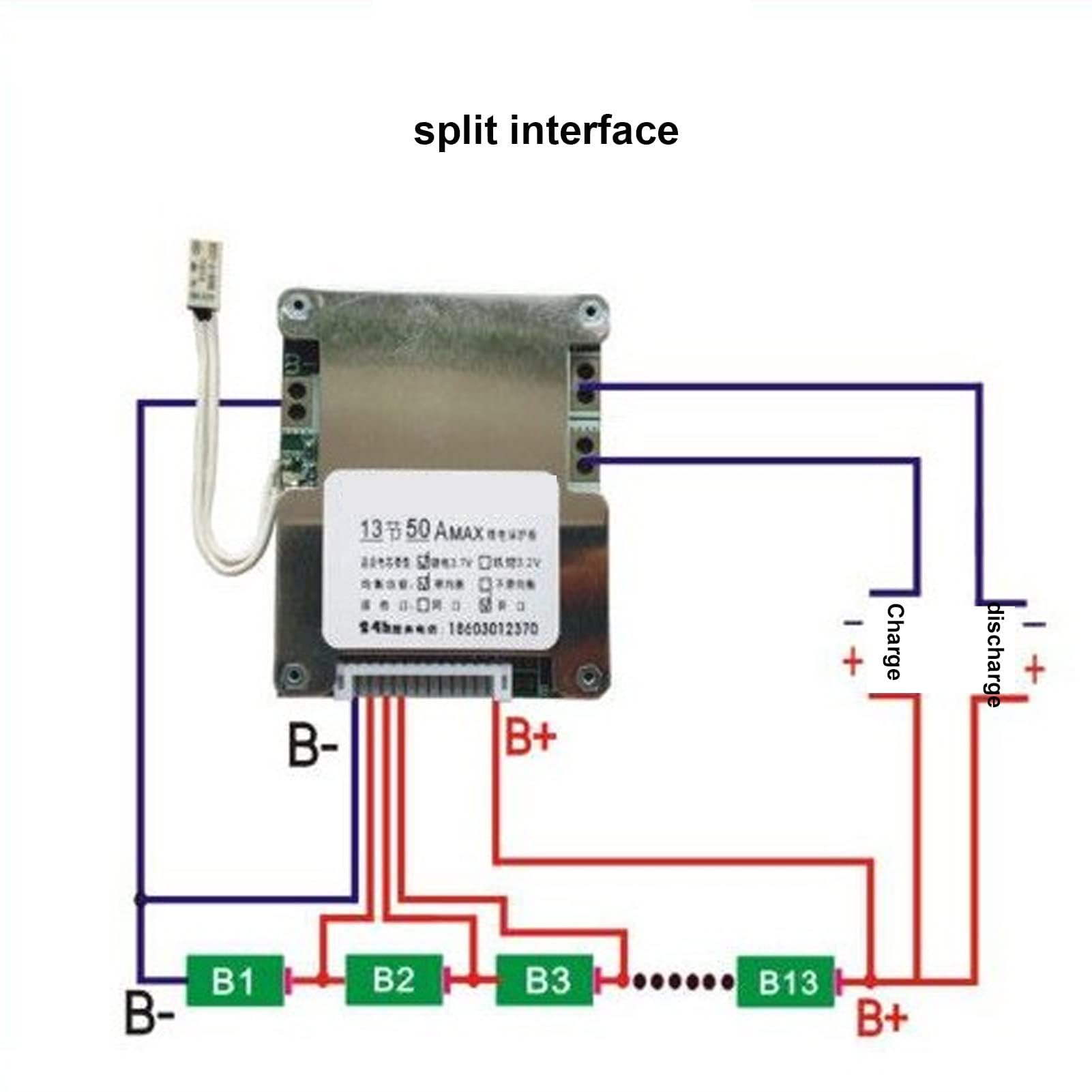 Karta ochronna akumulatora litowego PCB Panel ochronny akumulatora 13S 50A z wyważonym modułem ochrony przed zwarciem
