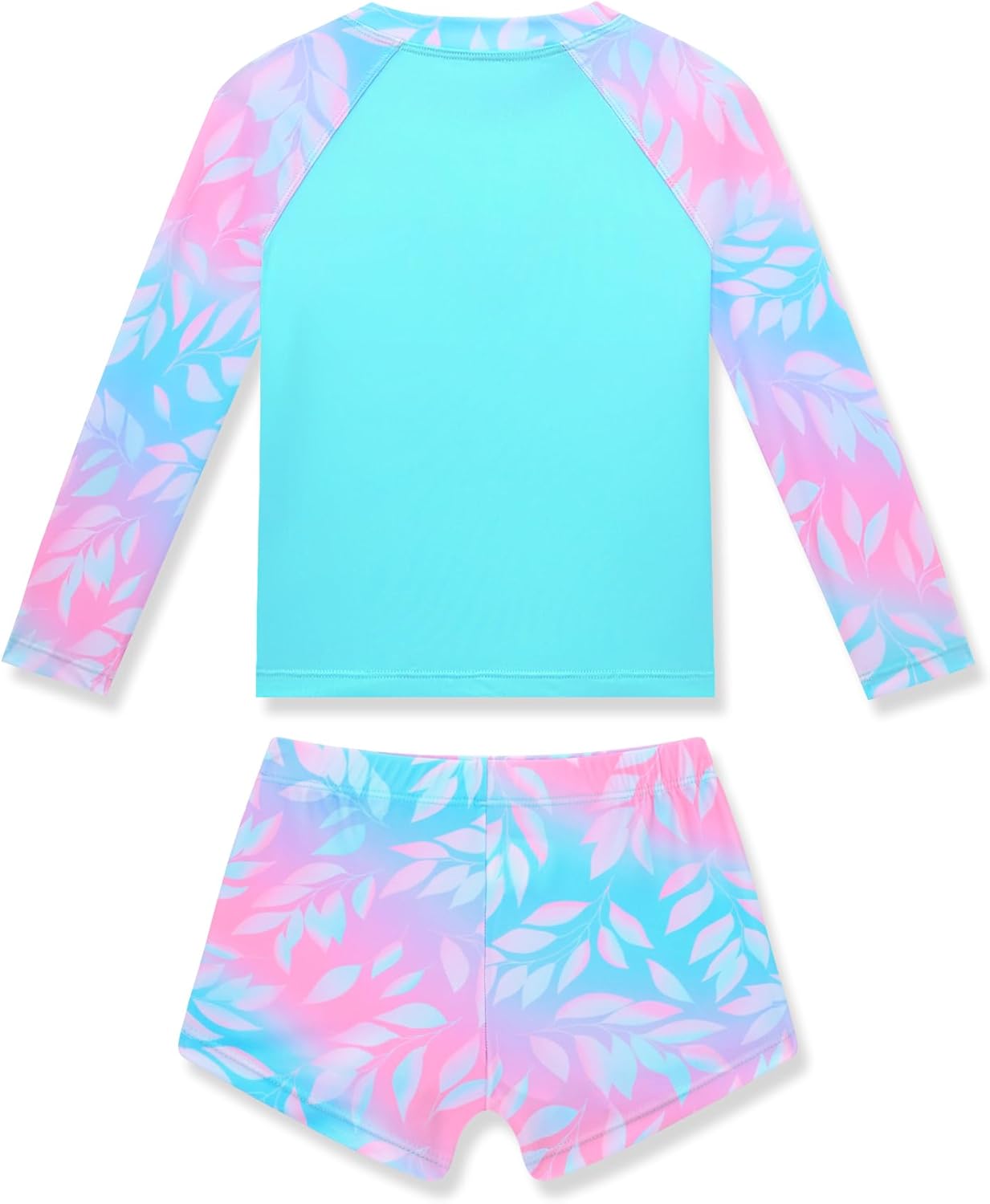 Girls Rash Guard Swimsuit Long Sleeve Bathing Suits Two Piece Summer Beach Swimwear - Image 2