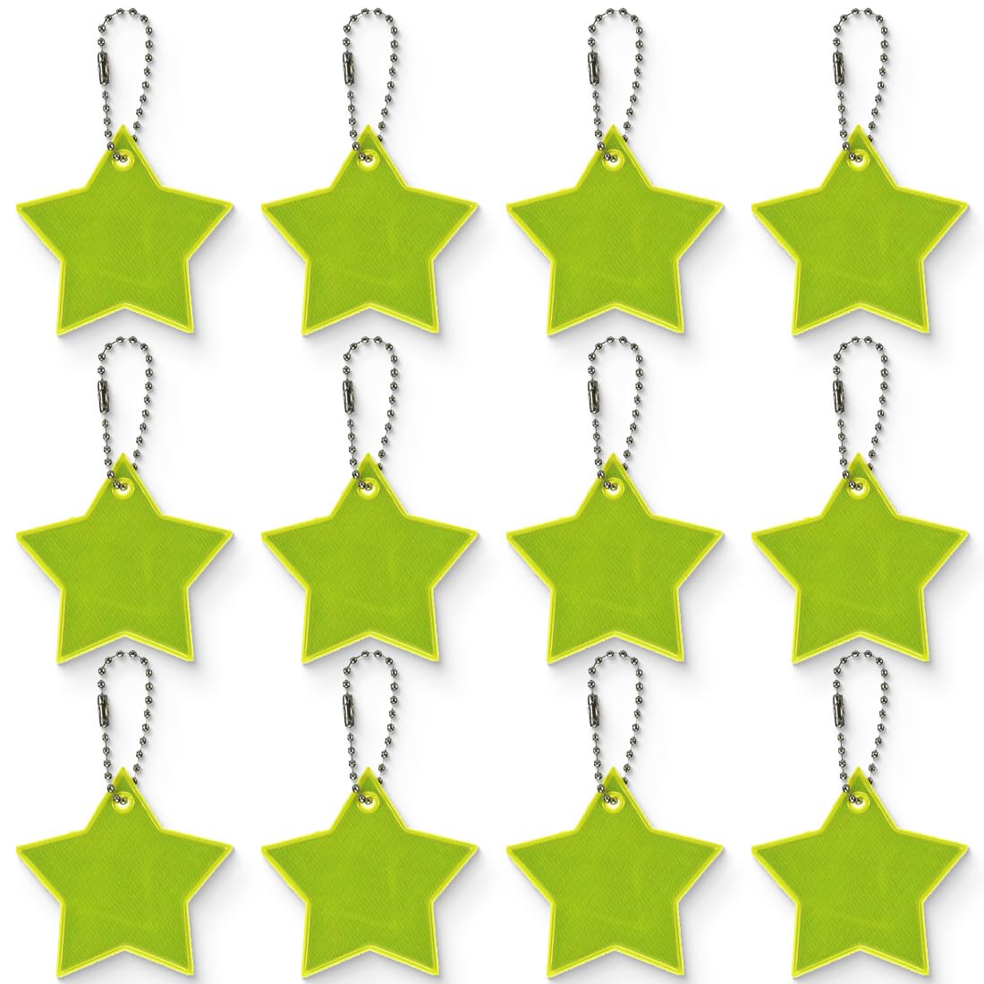 Molain Veiligheidsreflectorhangers, 12 stuks sterreflectoren voor kinderen, hanger voor rugzak, schooltas, reflecterende sleutelhanger voor schooltas, rugzak, fietsen, wandelen, hardlopen, Meerkleurig