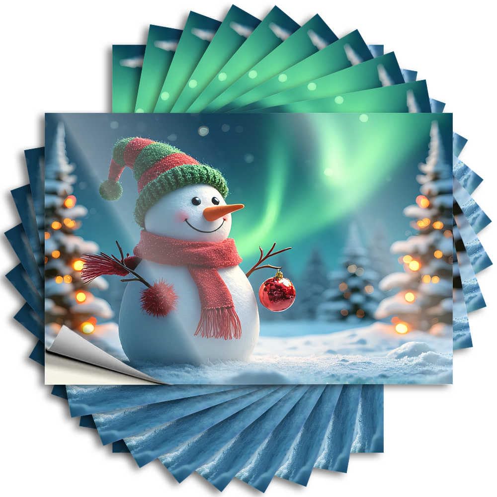 Abipuir Funny Stickers for Cars Snowman with Northern Lights and Christmas Decorations Stickers 10Pcs Funny Room Signs No Stupid People Sign(12X18CM)