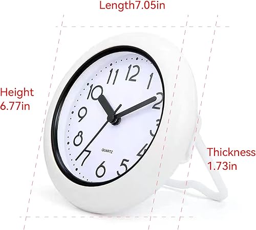 Miniatura 4 de Reloj de pared impermeable para baño con toallero, movimiento de cuarzo, marco de plástico, flexible para colgar o estar de pie, reloj pequeño