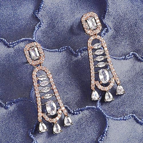 Classic Rhodium-Plated American Diamond Drop Earrings