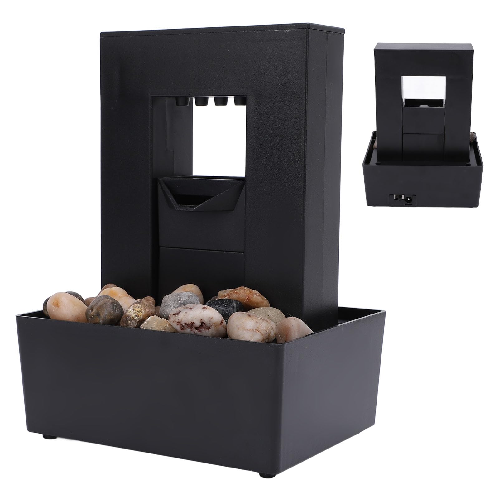 Fuente de Agua de Mesa, Mini Fuente de Agua Interior con Batería Ligera y Guijarros, Fuente de Mesa Interior, Adorno de Fuente de Relajación de Sonido para Mesa, Oficina,