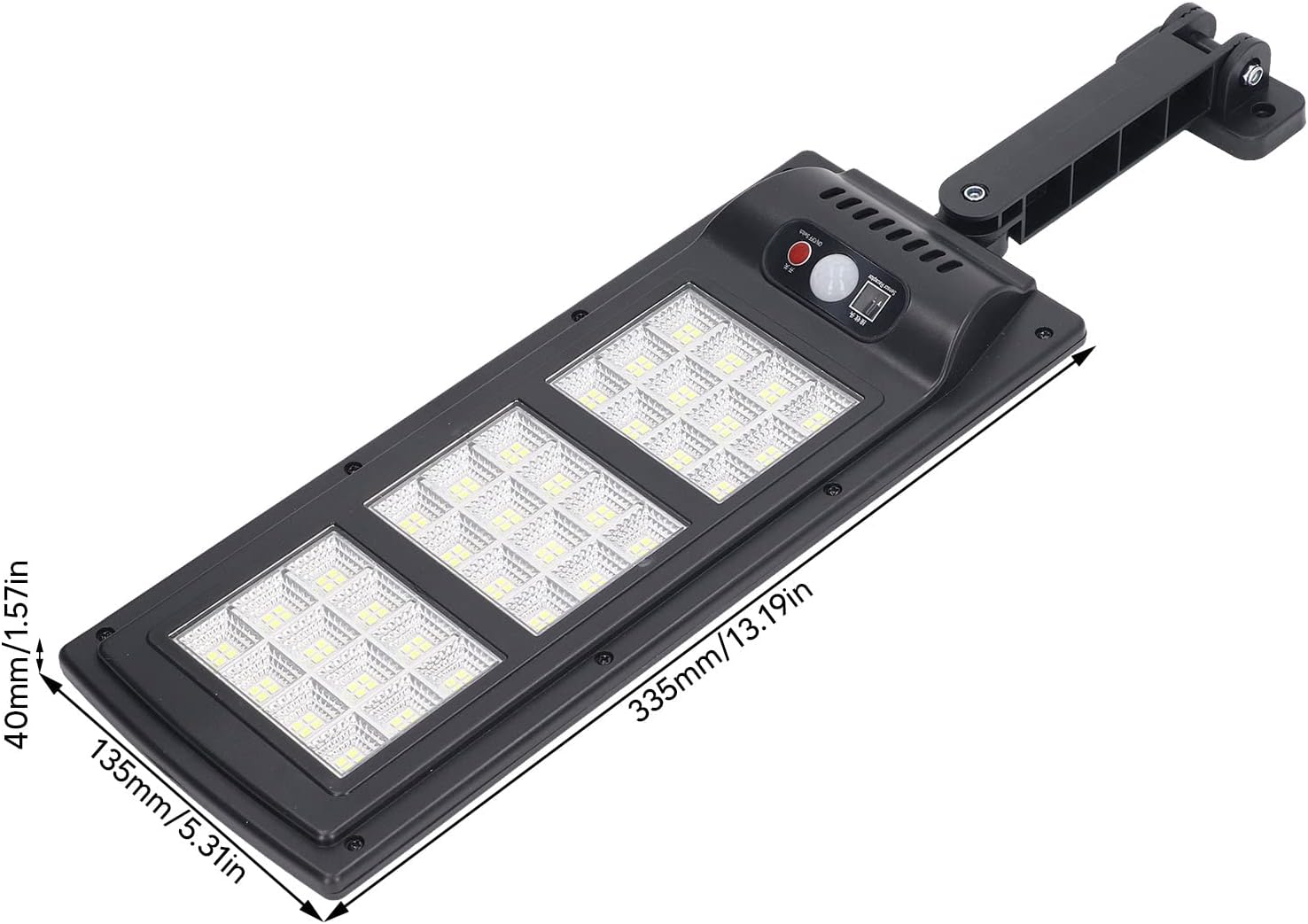 TREETDOBV Solar Street Lights, 144LED Waterproof Outdoor Lights with Motion Sensor, Black, 13.19in x 5.31in