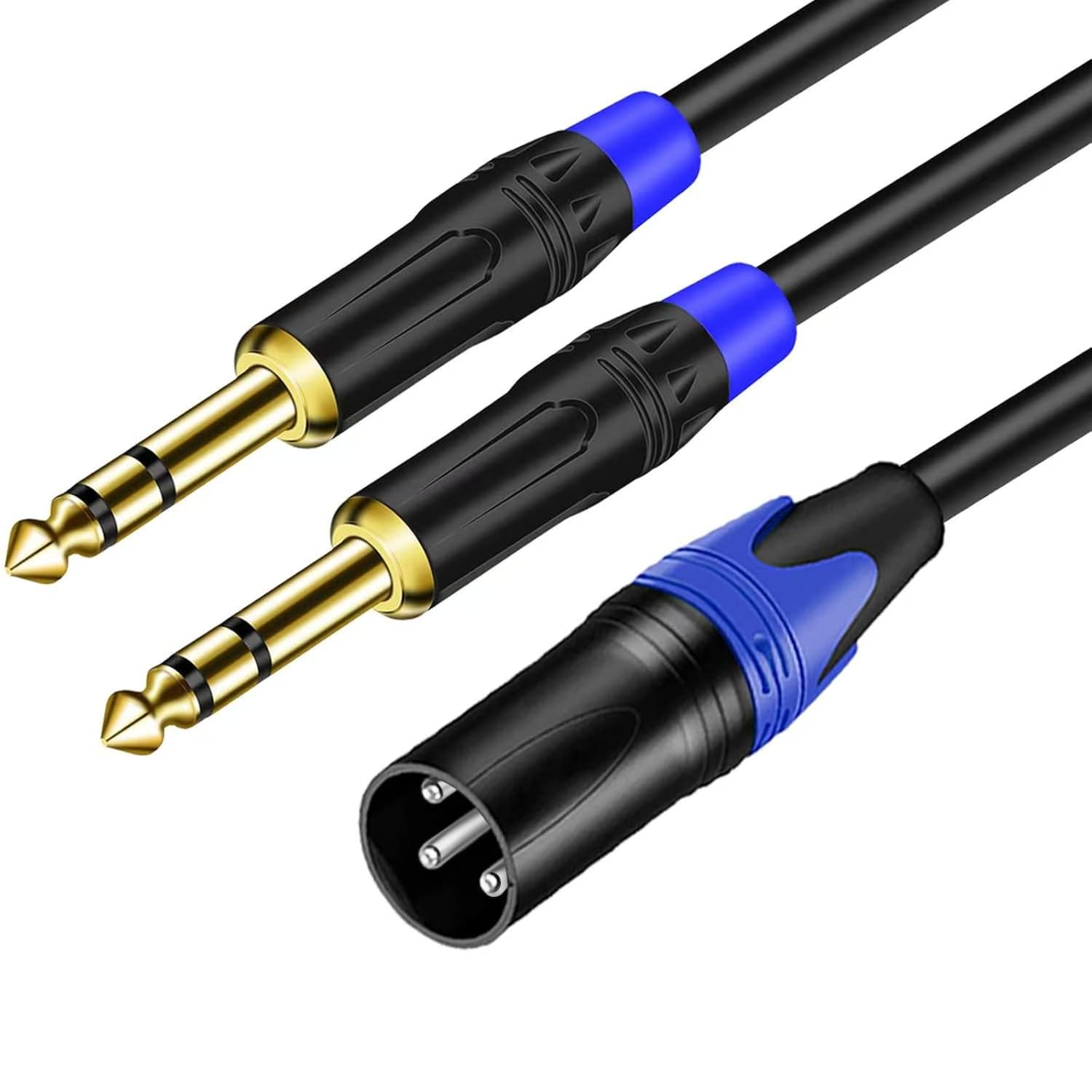 3-poliger XLR-Stecker auf Dual 6,35 mm 1/4 Zoll TS Mono-Mikrofon-Patchkabel, Stecker XLR auf Doppel 6,35 mm TS Y Splitter-Konverterkabel, Dual 1/4 Zoll Mono auf XLR-Stecker,