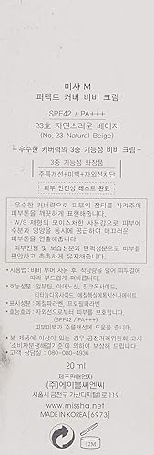 Miniatura 3 de MISSHA - Crema BB M de cobertura perfecta con SPF 42 Pa+++, No.23 Beige natural, 0.68 onzas líquidas