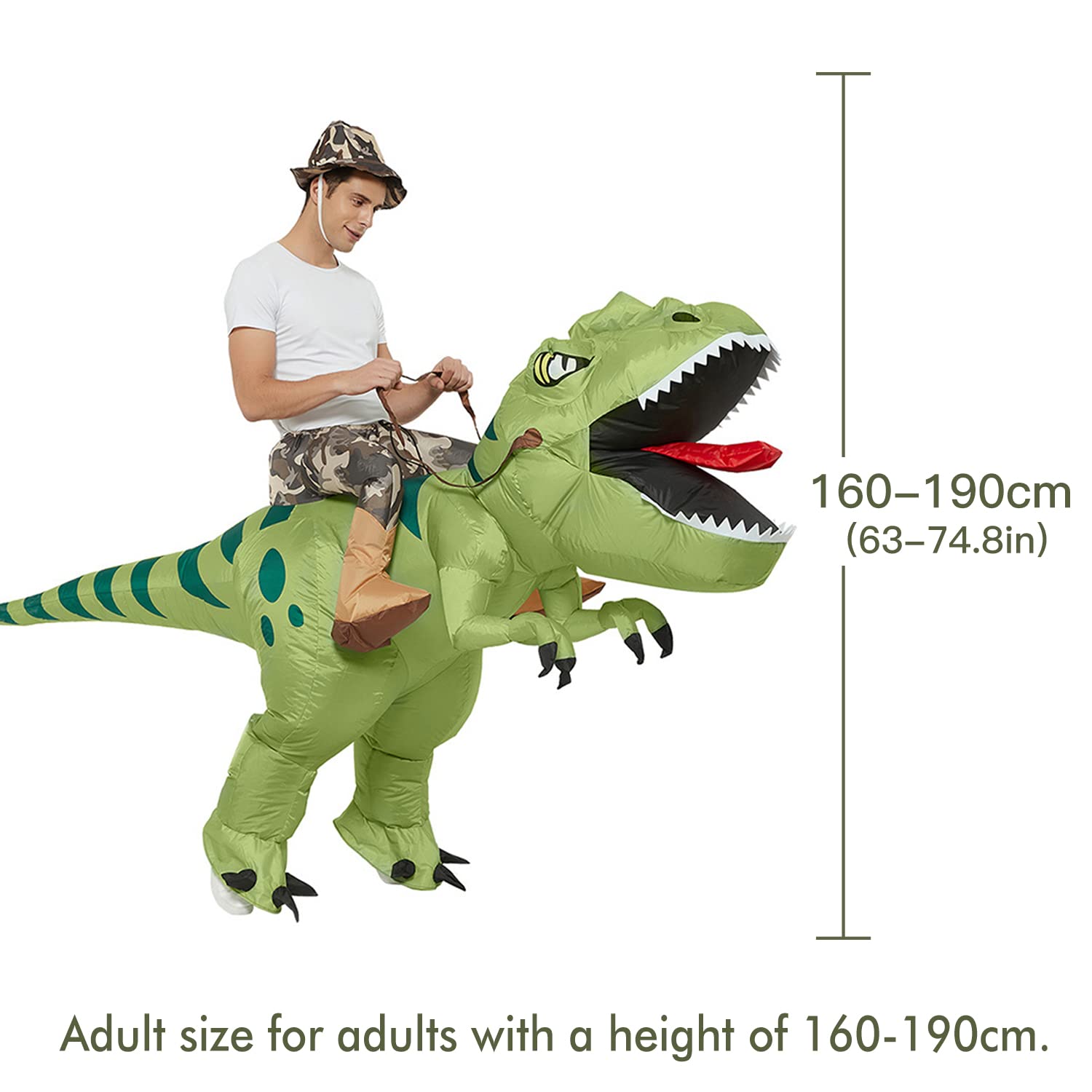 Costume de dinosaure Costume Gonflable Dino à Cheval sur Un Jouet Gonflable de Dinosaure pour Fêtes Halloween Anniversaires Cosplay POELOFIRMX QTICDONAIWADS Unisexe (Erwachsene)