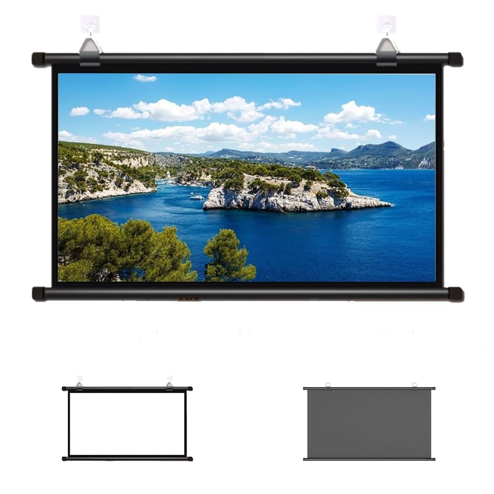 Schermo Di Proiezione Manuale Avvolgibile, Telo Per Videoproiettore 30" 40" 50" 60" 72", Schermo Proiezione Portatile, Montaggio A Parete(16:9,40inch)
