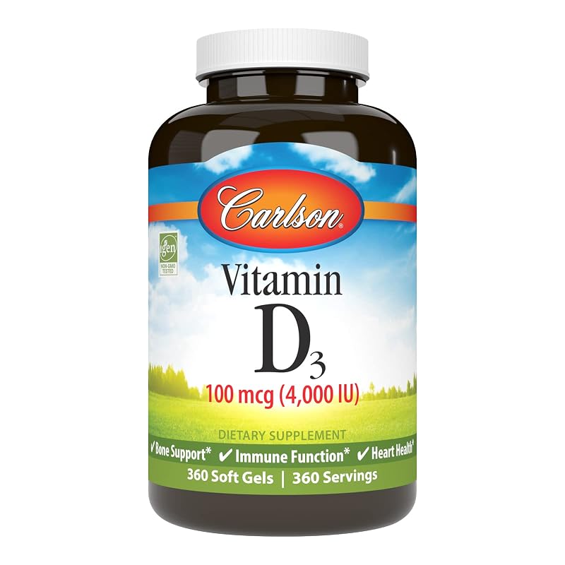 Carlson Vitamina D3 (colecalciferol) 4.000 UI (100 mcg), 360 cápsulas gelatinosas