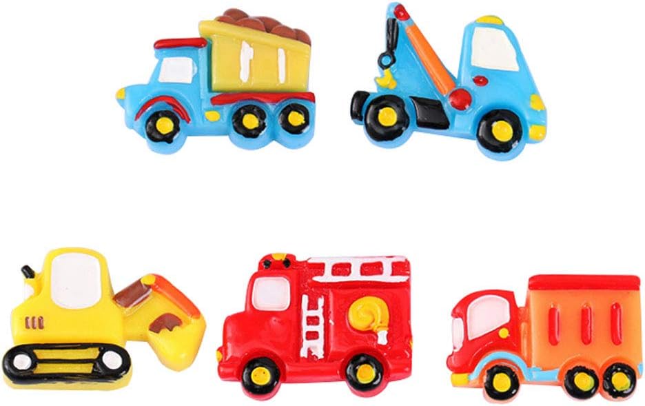 XQingmei 30 Pcs Truck Resin Flatback Charms, Construction Theme Resin Charms, DIY Craft Supplies for Slime Making, Phone Case and Scrapbook Decoration