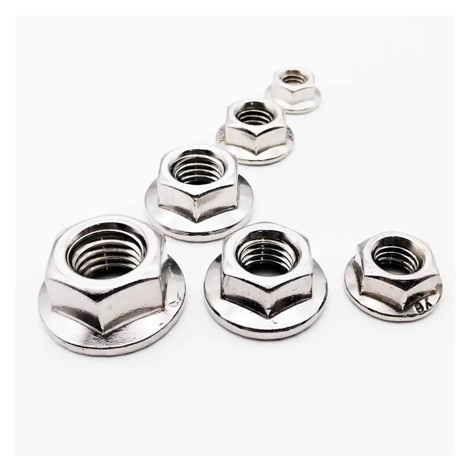 2/5/10/25 pz M3 M4 M5 M6 M8 M10 M12 Dado di bloccaggio a testa esagonale in acciaio inossidabile DIN6923(M5 25pcs)