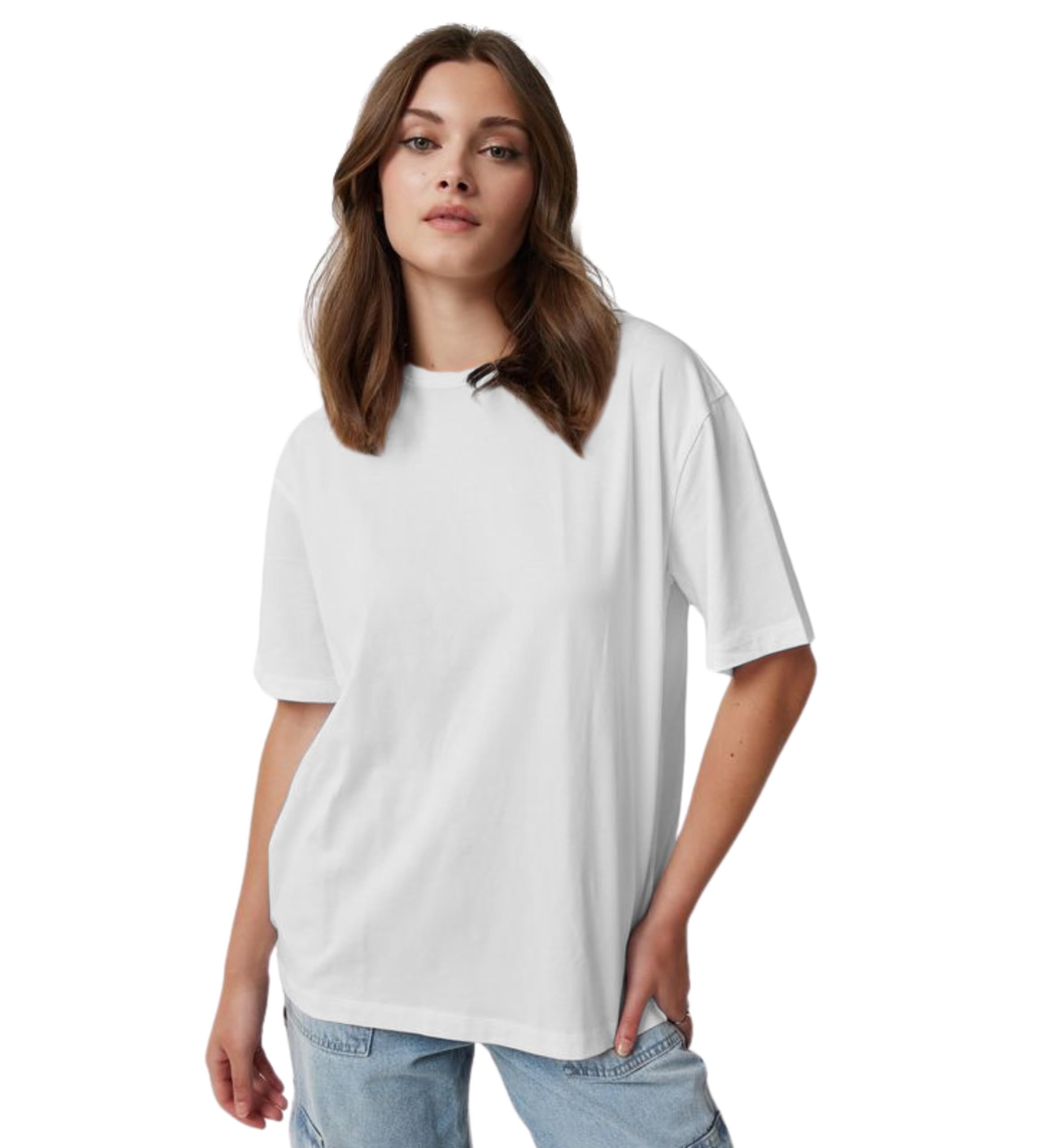 Hangout Hub Women's Oversized Tshirt | Super Soft Cotton | Solid | Round Neck |Ola 200 | Lycra Ribs |Half Sleeves |Set of 1-image-49