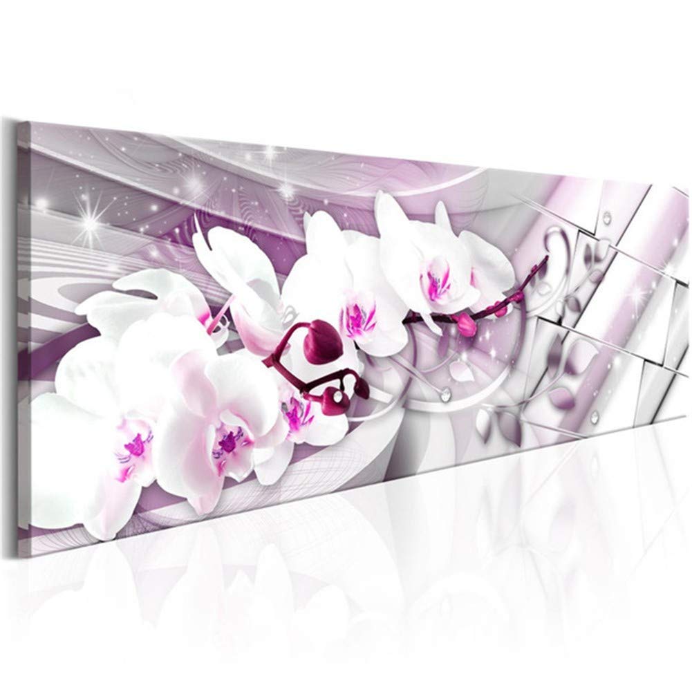 Looui Diamond Painting Weiße Orchidee 40x120cm - 5D Strass Bild Voll Drill