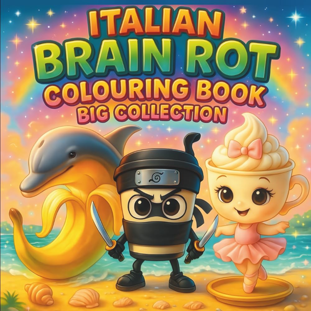 Italian Brain Rot Colouring Book Big Collection: Perfect Gift For Kids, Teens and Adults