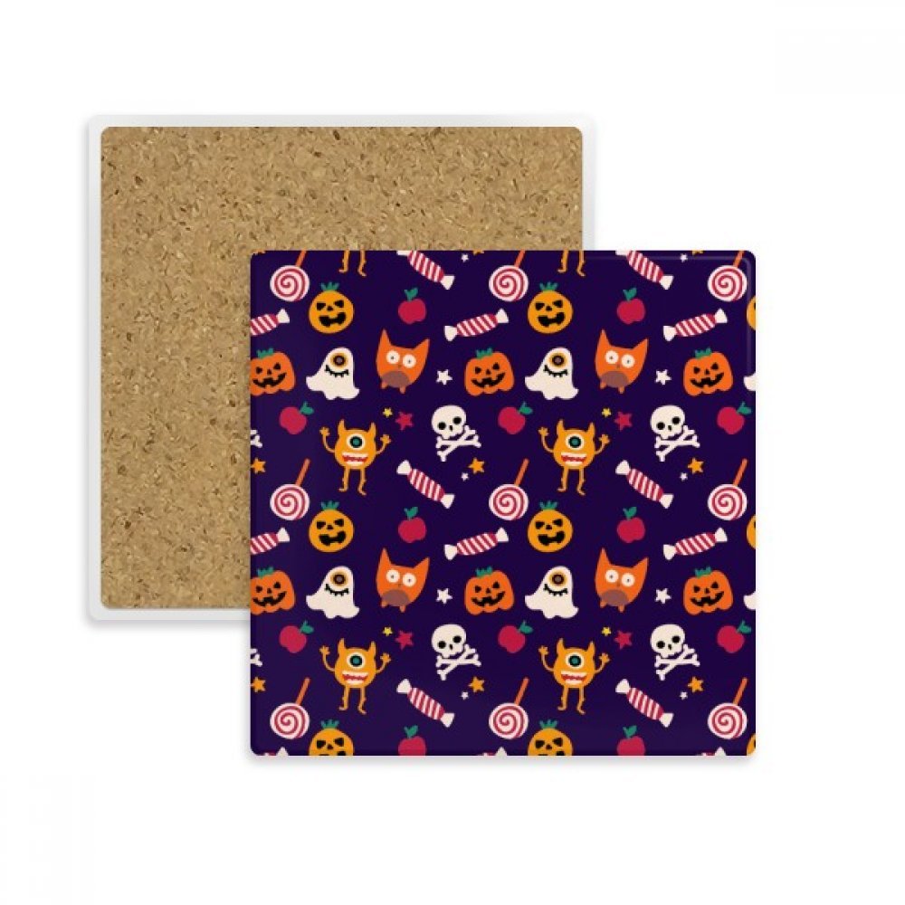 Coaster citrouille d'Halloween dessous de verre absorbant pour tasse et verre multicolore