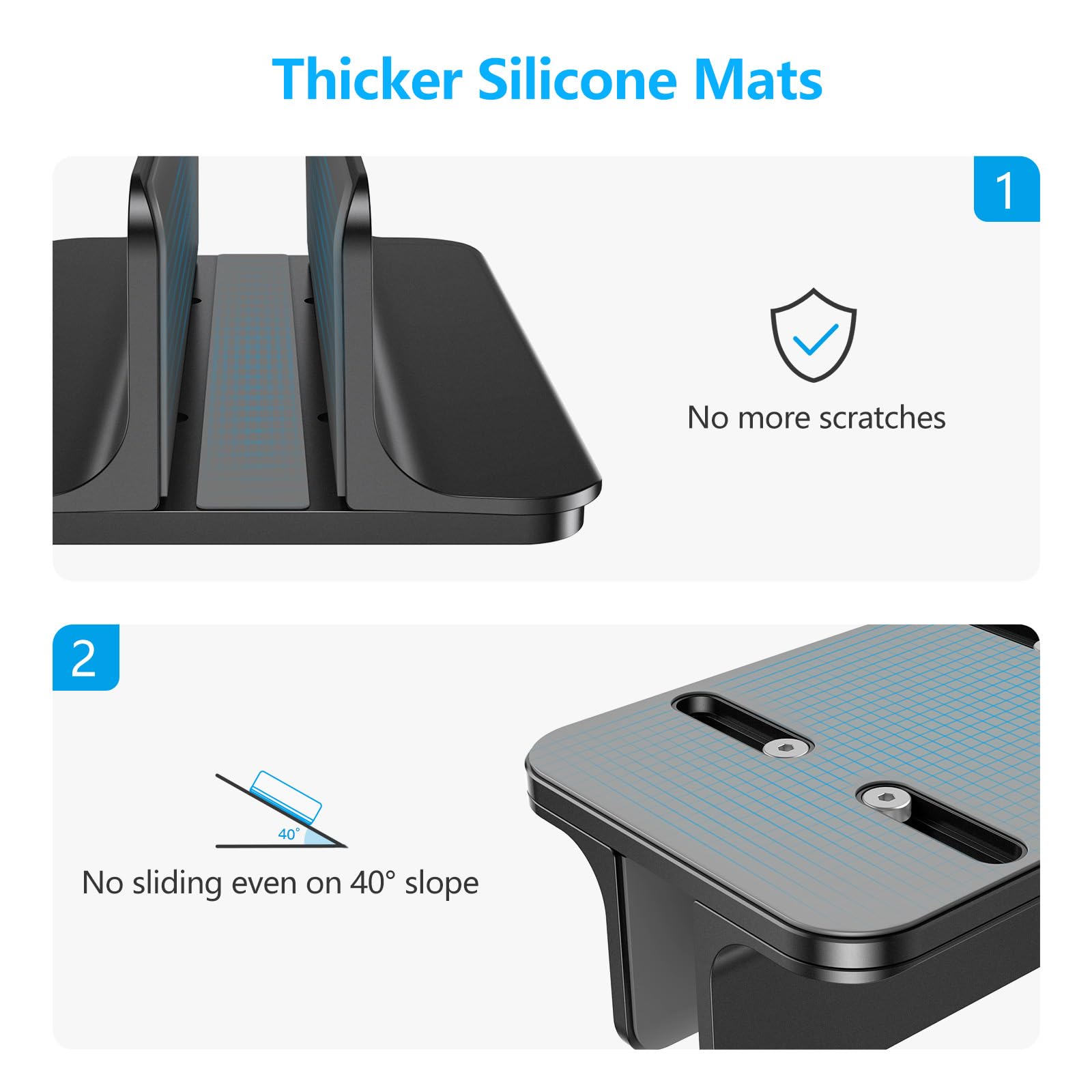 Soporte vertical para computadora portátil [tamaño ajustable],  soporte de escritorio de aluminio para MacBook con base ajustable, se adapta a todas las computadoras portátiles MacBook, Surface, Chromebook y Gaming (hasta 17.3 pulgadas) 4