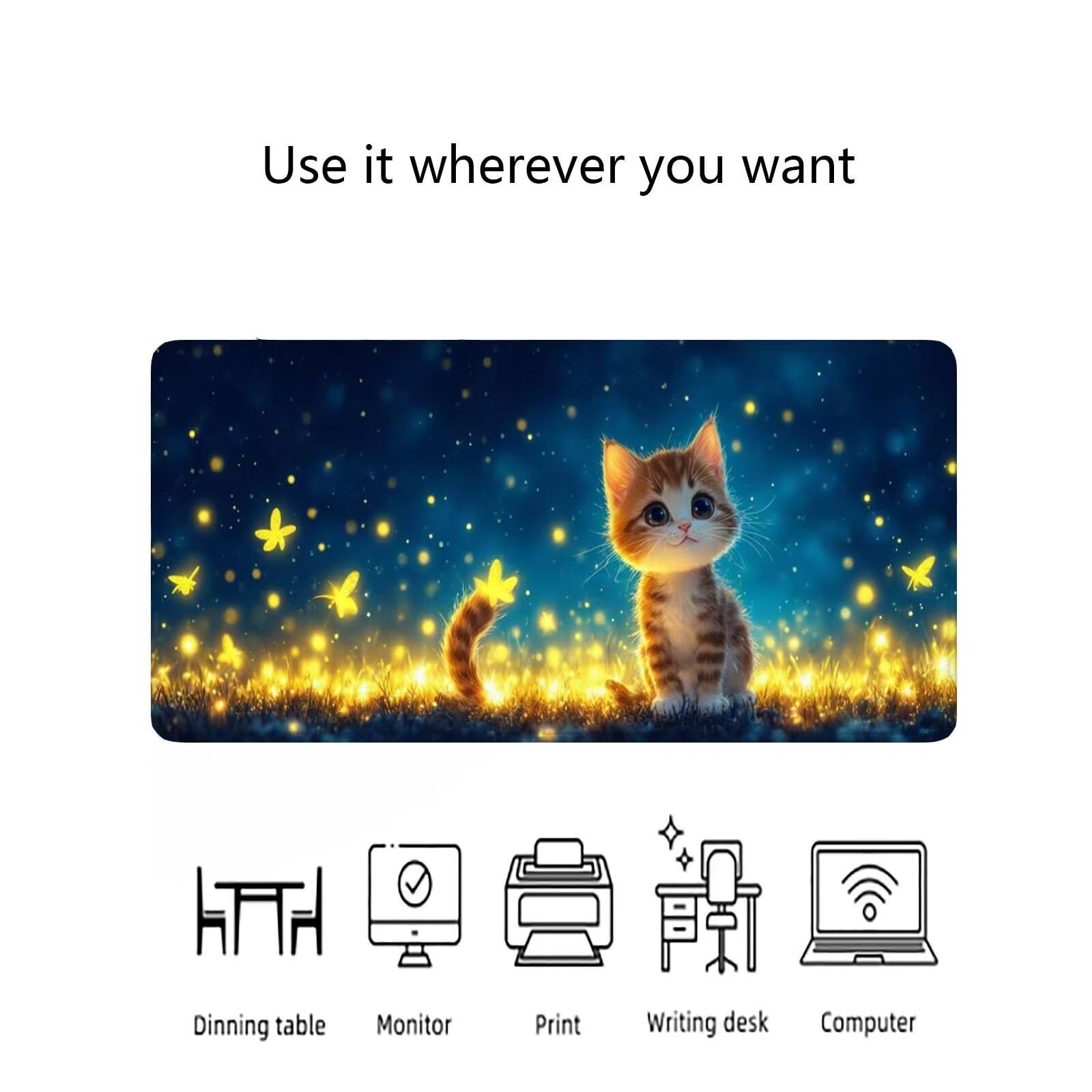 Alfombrilla Ratón Gato Alfombrilla Ratón Gaming XXL 1200x600x3mm Accesorios Escritorio,Antideslizante Mousepad Animal Tapete Escritorio Infantil,para Alfombrilla Pc Teclado Ratón J778