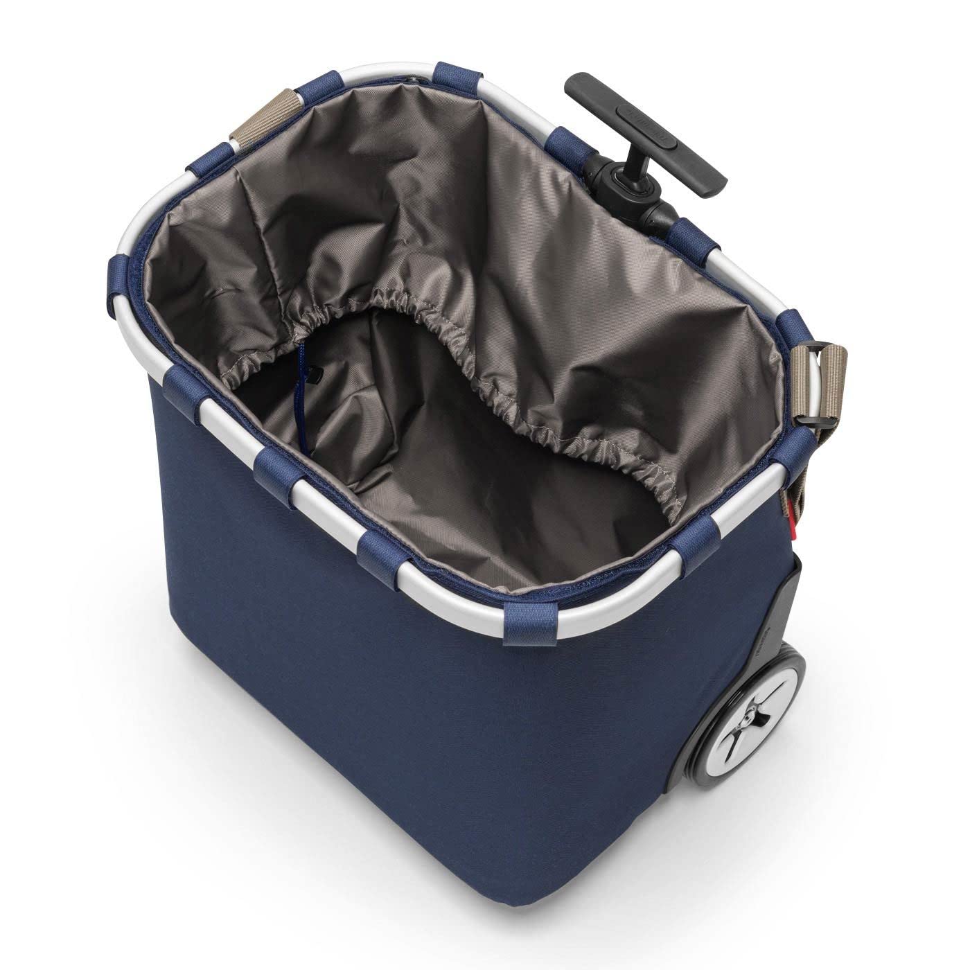 reisenthel carrycruiser in Dunkelblau – Tragbarer Einkaufstrolley mit stabilem Aluminiumrahmen, Schultergurt und herausnehmbarer Netz-Innentasche – Aus wasserabweisendem Material