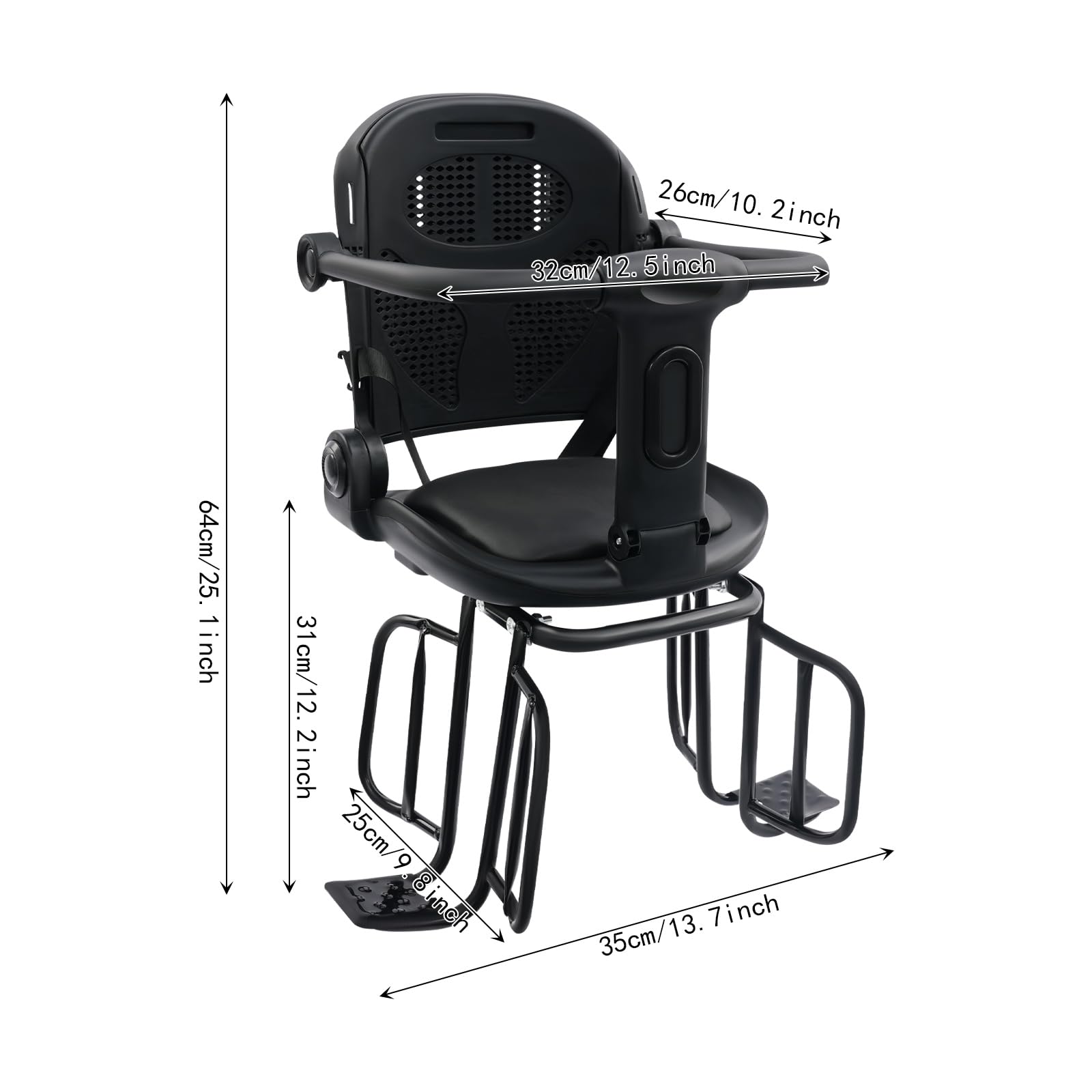 Kinderfahrradsitz ab 1 bis 8 Jahre, Rücksitz für Kinderfahrräder, Sicherheit Fahrrad-Zubehör für Outdoor, verstellbare Gurt, Tragfähigkeit 30kg, hoher Barriere