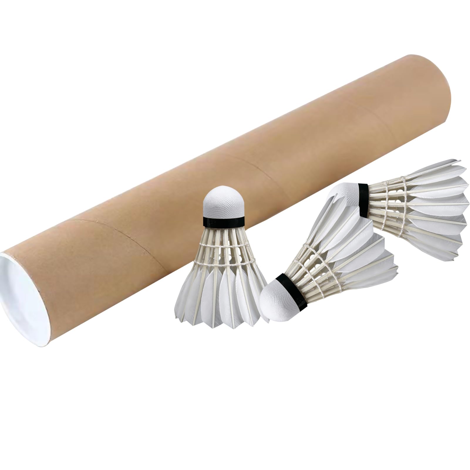 BeauentyBadminton Shuttlecocks, 12Pcs Shuttlecocks Set, Training White Feather Badminton Shuttlecocks, Indoor Outdoor Sports Hight Speed Training Badminton Birdie Balls