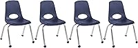 Vista 28 de FDP 10380-BK - Silla escolar apilable de 14 pulgadas, asiento apilable para estudiantes con patas de acero cromado y deslizadores de bolas