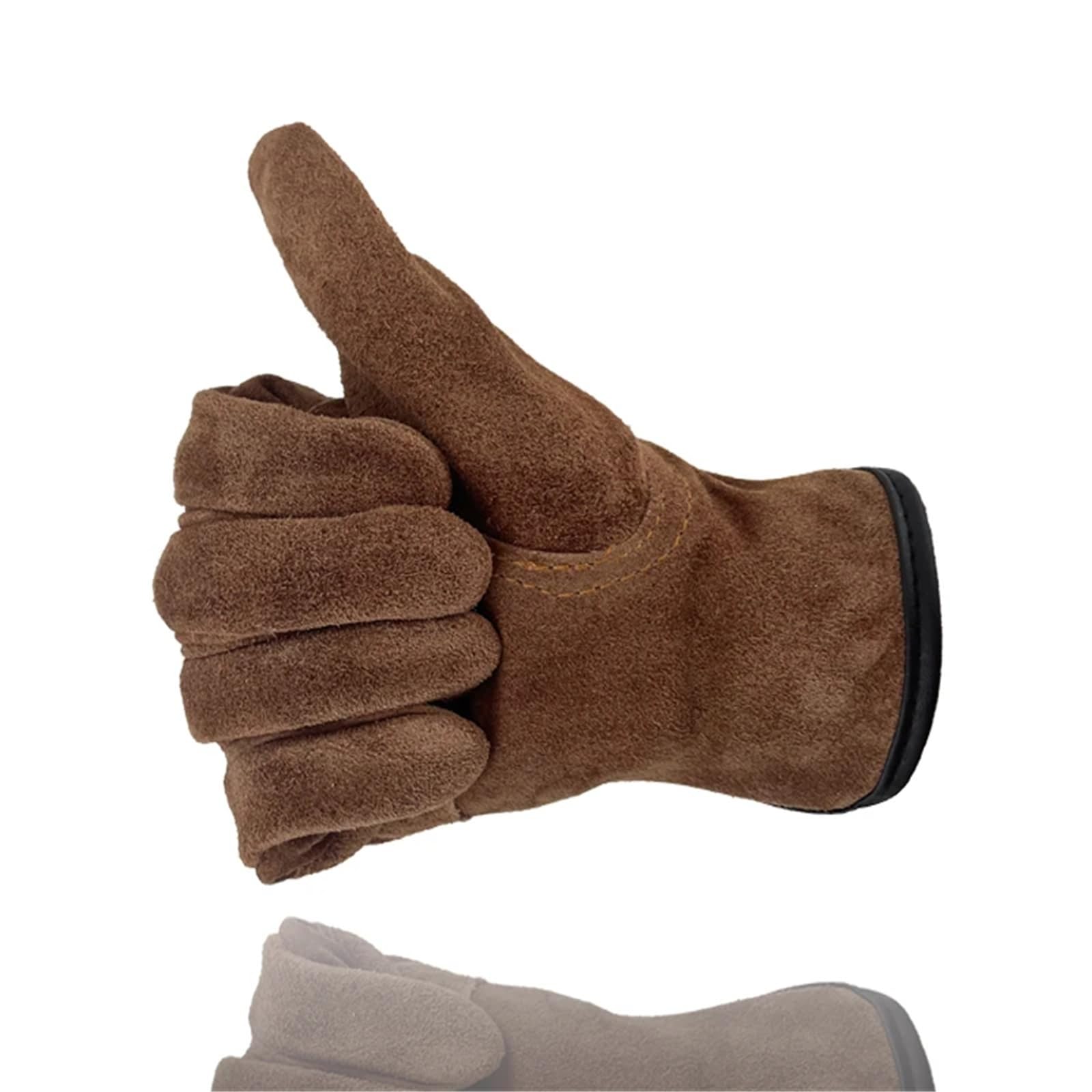 Compatible con guantes protectores for exteriores de piel de vaca con aislamiento térmico, anticortes, antiespinas, for acampar, montañismo, jardinería, poda, soldadura(M)