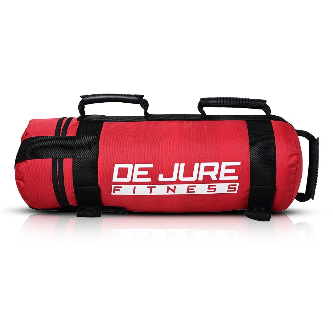 De Jure Fitness Heavy Duty Strength Bag Filled for Training, 5 Handle Positions, Cross Fit Workouts, Fitness � Home Gym Exercise Sand Bag Training Builds Strength and Muscle (10 Kg, Red)