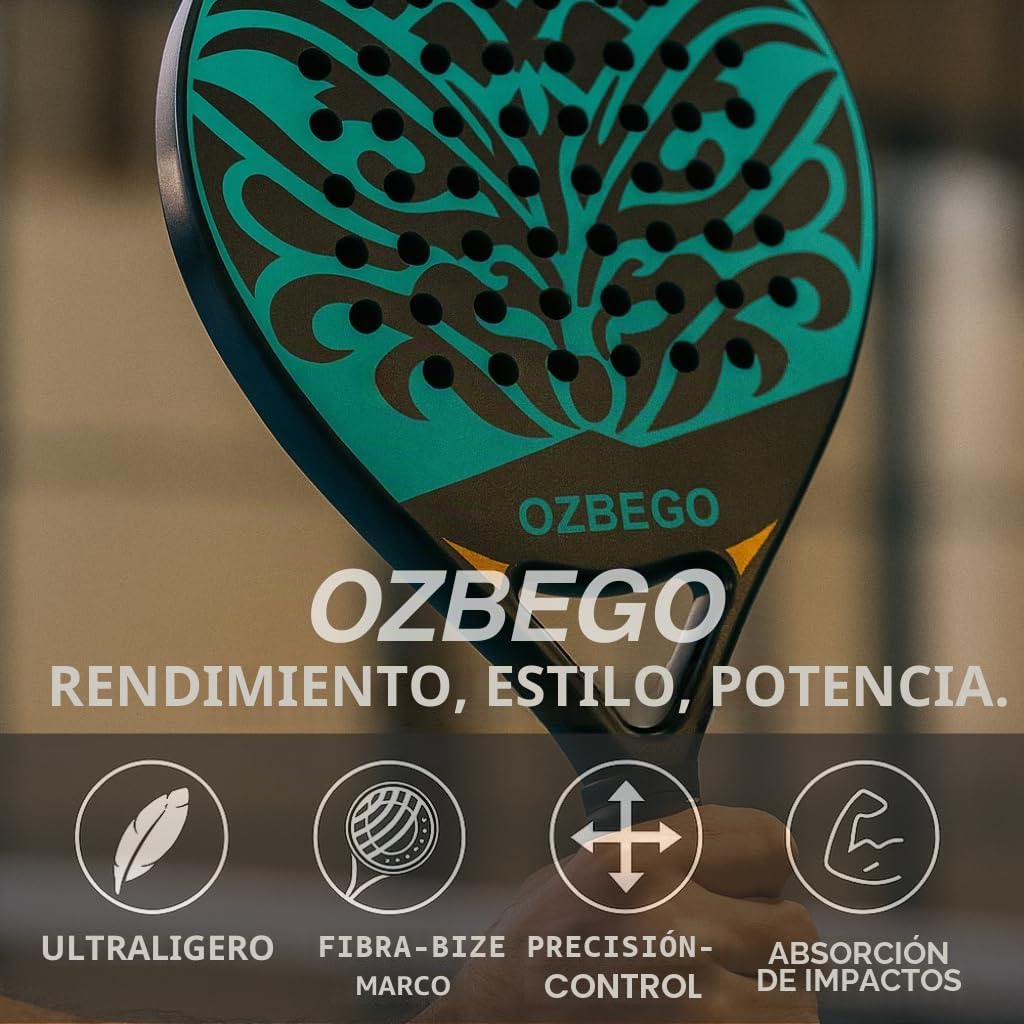 Pala de pádel de carbono completo con funda, 2 overgrips, muñequera y protector de pantalla – Ligero y duradero – Para principiantes y avanzados