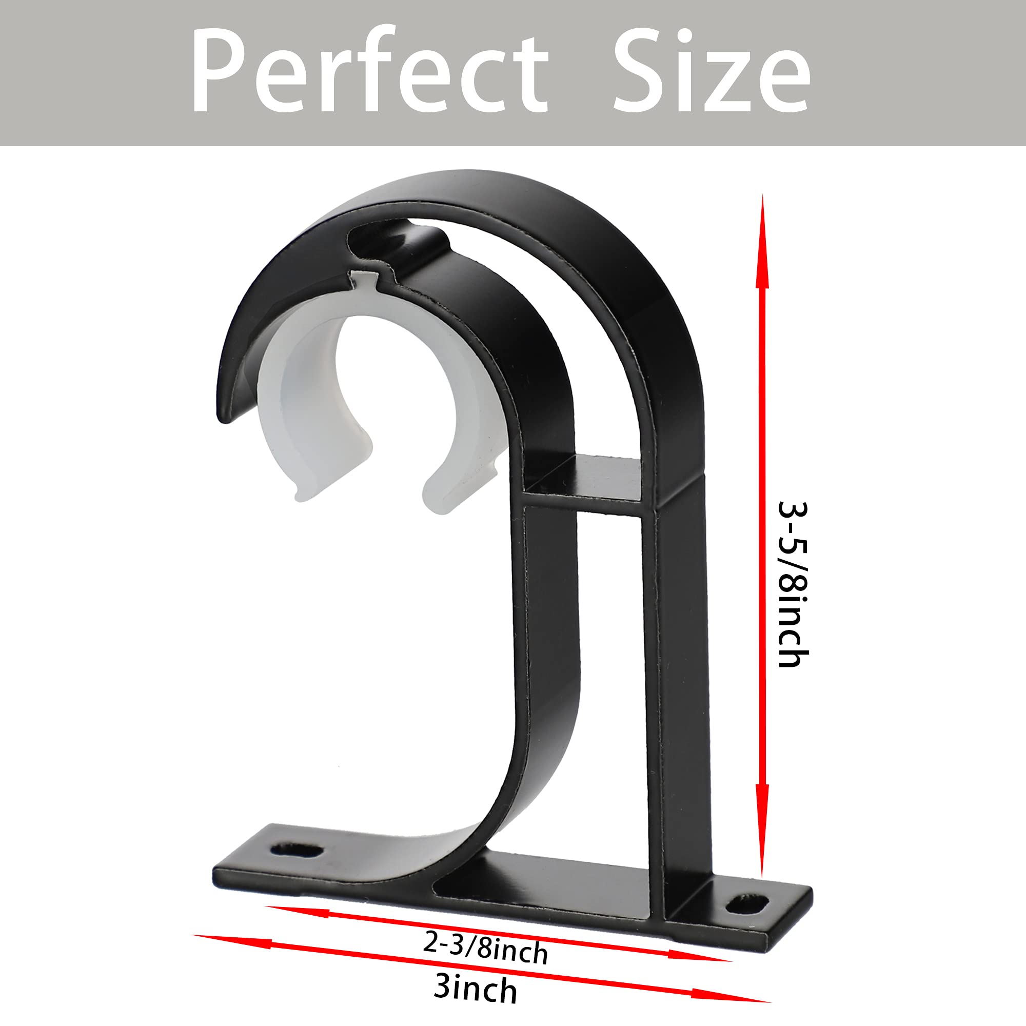 4 Pack Curtain Rod Ceiling Mount Bracket, Heavy Duty Curtain Rod Holder with Matching Screws, Aluminum Alloy Closet Rod Holder with Plastic Buckle Fit Up to 1-1/4 Inch Rod