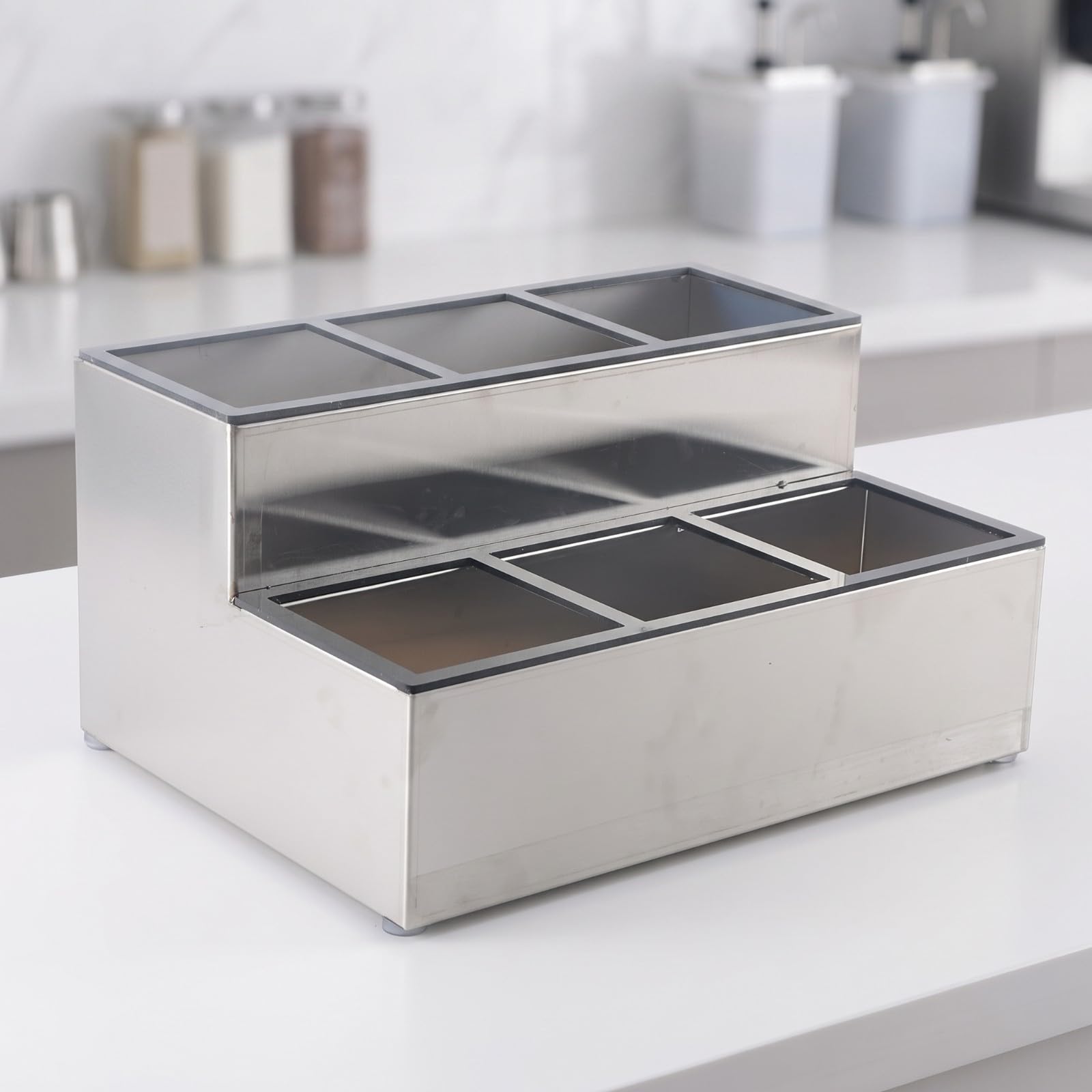 Estante Acero Inoxidable Escalonado | Estante Dos Niveles, Elegante, para Cafeterías, bartenrs