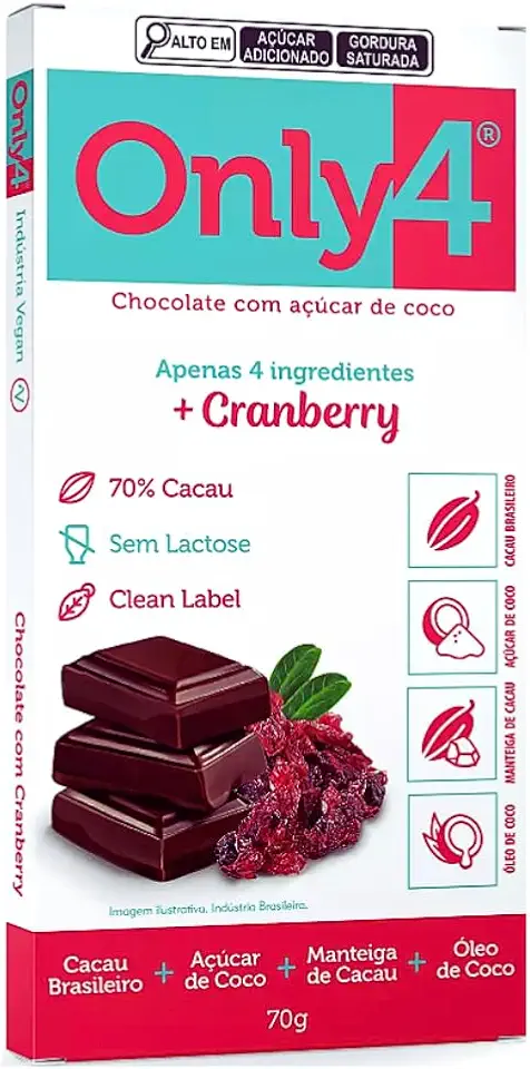 Chocolate 70% Cacau com Cranberry 70g - Only4