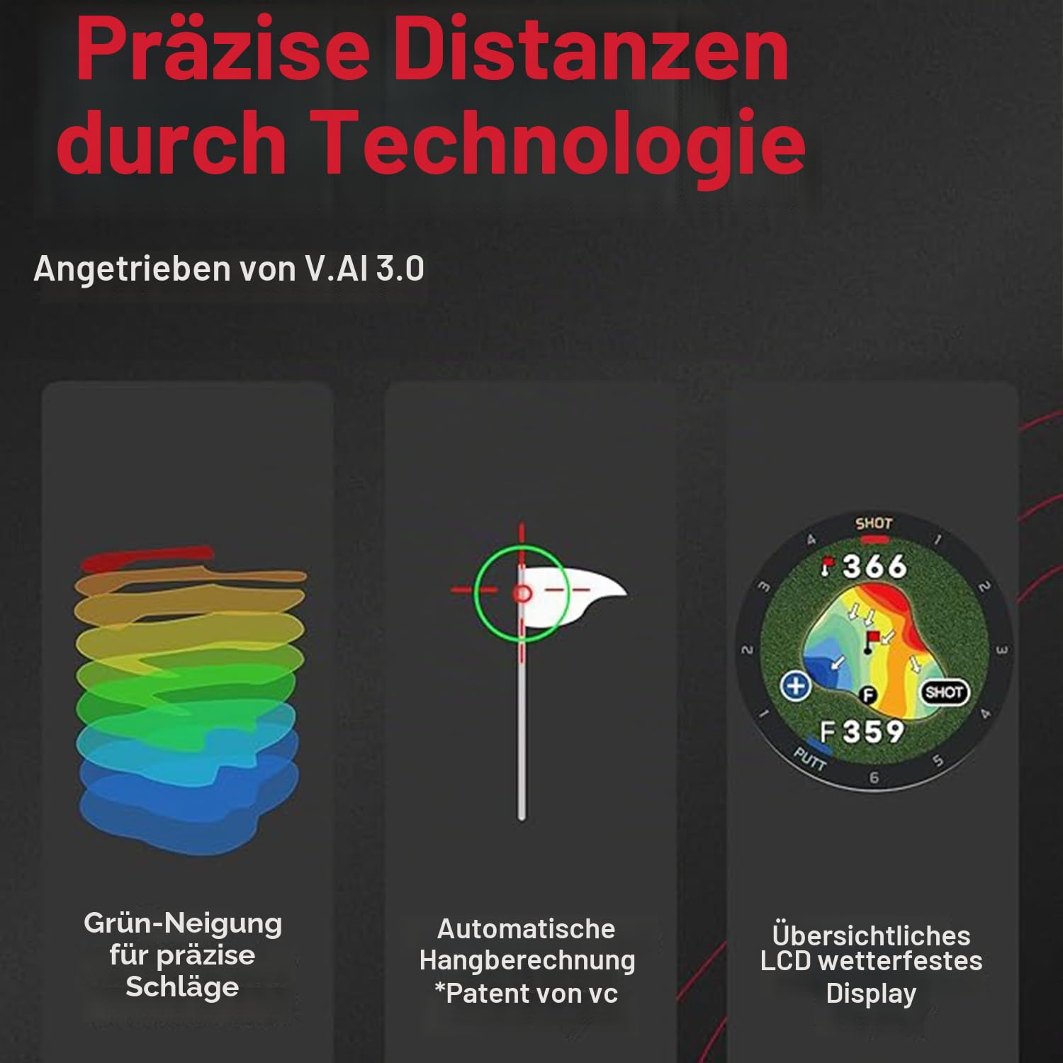 Voice Caddie T9 GOLF GPS Armbanduhr - SCHWARZ
