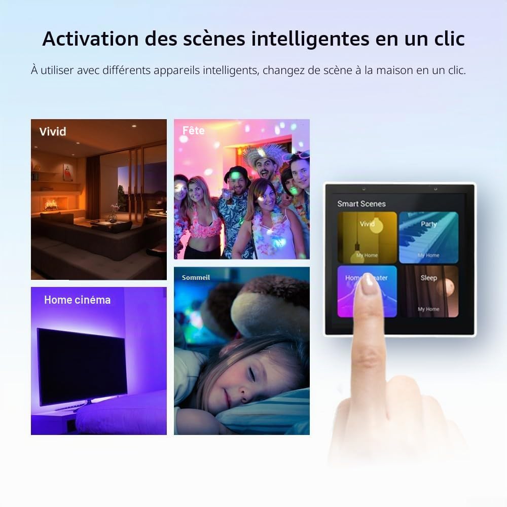 Panneau de commande Smart Home 3,95" écran tactile pour contrôle vocal via Alexa et (avec fonction passerelle pour ZIGBEE)