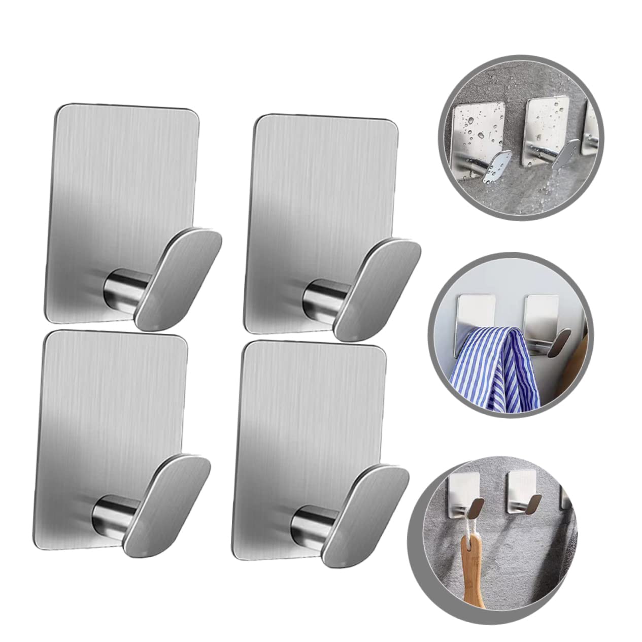 VASDEV 12 Piezas de Ganchos Adhesivos de Acero Inoxidable para Colgar en la Pared, colgadores para Ropa, Ganchos para Ropa, Ganchos para Llaves, Ganchos para Colgar en la Pared, Ganchos p