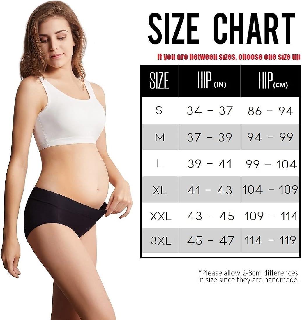 Mama Cotton Women's Under The Bump Maternity Panties Pregnancy Postpartum Maternity Underwear Multi-Pack