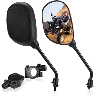 ISSYAUTO Motorcycle Mirrors, 8MM ATV Rear View Mirrors for Handlebars Bike Mirror Compatible with Snowmobile Scooter Moped Dirt Bike Sportsman, 360 Degrees Ball-Type
