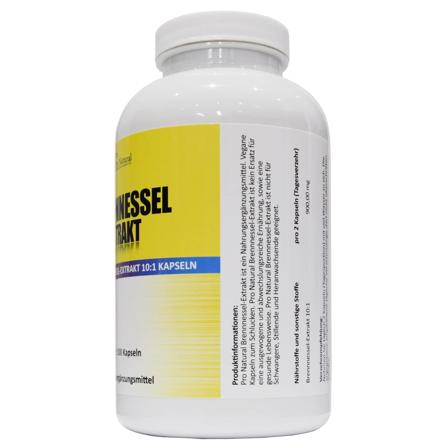 Brennnessel (300 vegane Kapseln) - 10:1 echter Brennnessel-Extrakt - 900mg hochdosiert je Tagesdosis - ohne Zusatzstoffe