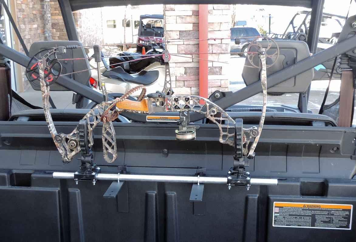 Gun and Bow Rack for Polaris Ranger and General Hornet Outdoors R-3028 S Adjustable Steel UTV Mount with Twist-Lock Anchors Y Grips Tool Free Installation Holds Firearms, Bows & Long Tools Made in USA