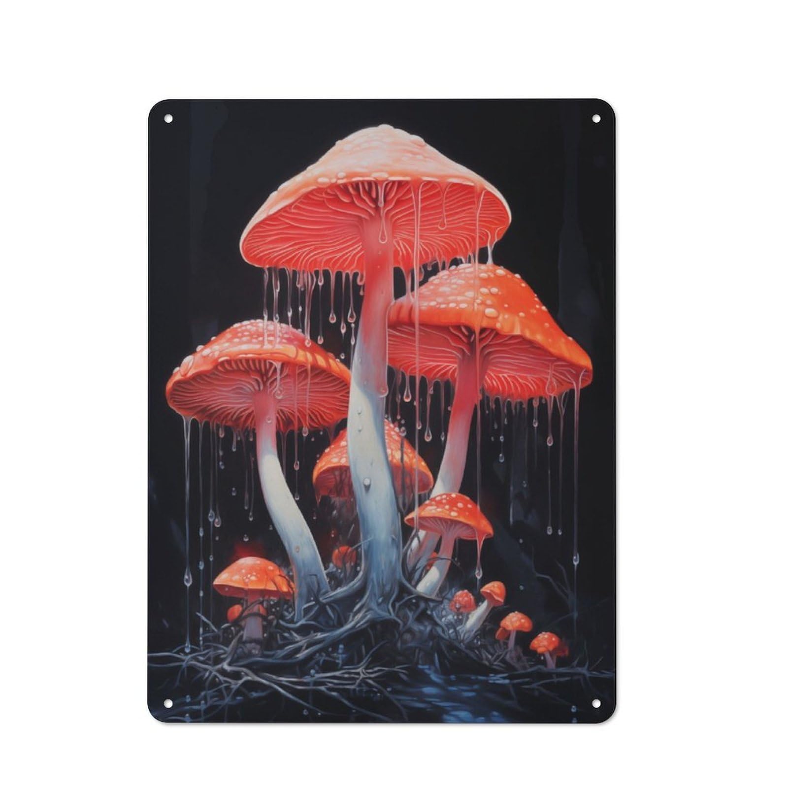 Junmoney Neon Amanita Muscaria 40X30cm Retro-Style Tin Sign With For Café Or Home Bar, For Metal Sign Collectors, For Garage And Workshop Walls