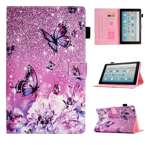 BYCeKe Case for Fire HD 10 Tablet (9th/7th/5th Generation, 2019/2017/2015 Release), PU Leather Folio Stand Cover Case for Fire HD 10 9th Generation/7th Generation, Auto Sleep Wake - Butterflies by BYCeKe - Used condition - US$15.58