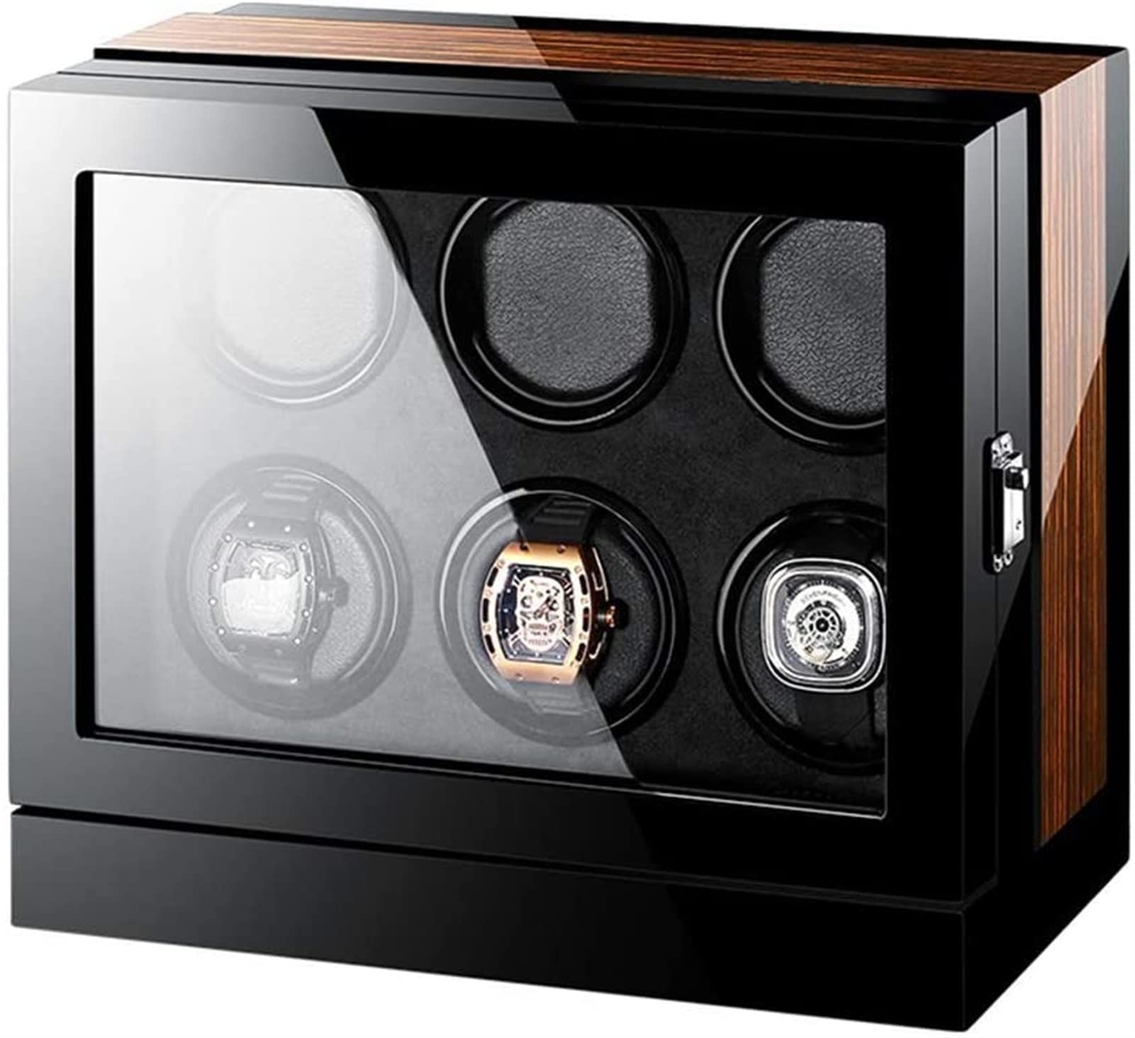 OLSKFUH Automatic Watch Winder Box 6 Lcd Display Touch Screen Built-In Illumination Watch Display Piano Finish Quiet Motor Accessories,