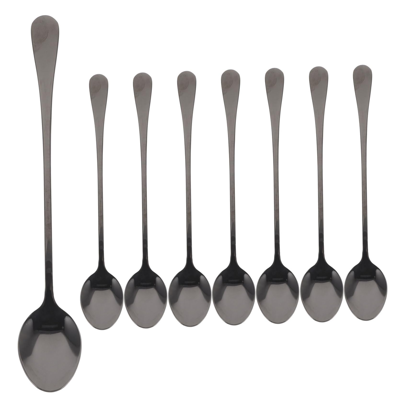 Amosfun 16 Pz cucchiai delicati cucchiai da latte ice cream scoop bar spoon frappè cucchiaio squisiti cucchiaini da caffè cucchiaino da caffè decorativo Acciaio inossidabile Black