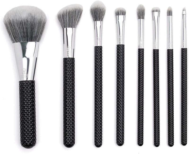 Kit de Pincéis de Maquiagem MODA Studio Glam com 8 Unidades, Rosto e Olhos, Preto