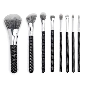 MODA Studio Glam 8pc Makeup Brush Set, Vegan Face and Eye Brush Kit, Includes Powder, Contour, Glow, Shader, Crease, Smudger, Detail and Brow Brushes